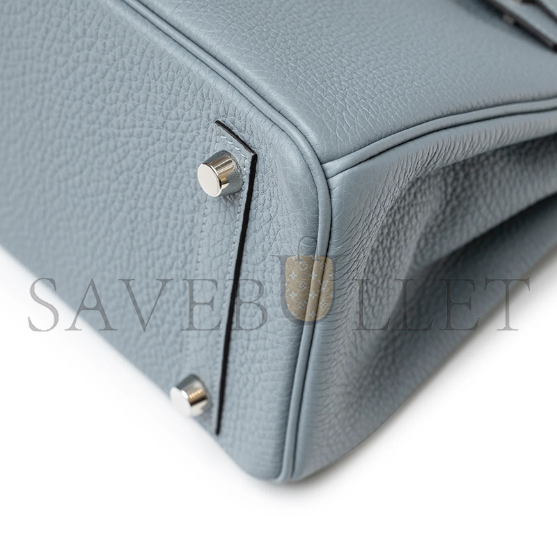 HERMES MASTER TOGO LEATHER BIRKIN BLEU LIN 30 SILVER BUCKLE HANDBAG (30*24*15cm)